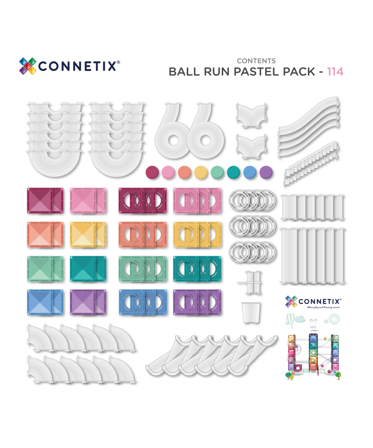 (New Design) Pastel Ball Run Pack 114 Piece Set