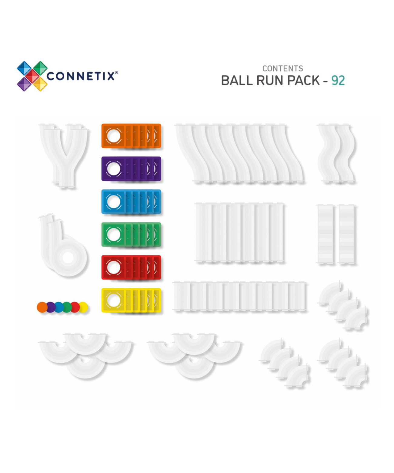 Rainbow Ball Run Pack 92 Piece Set