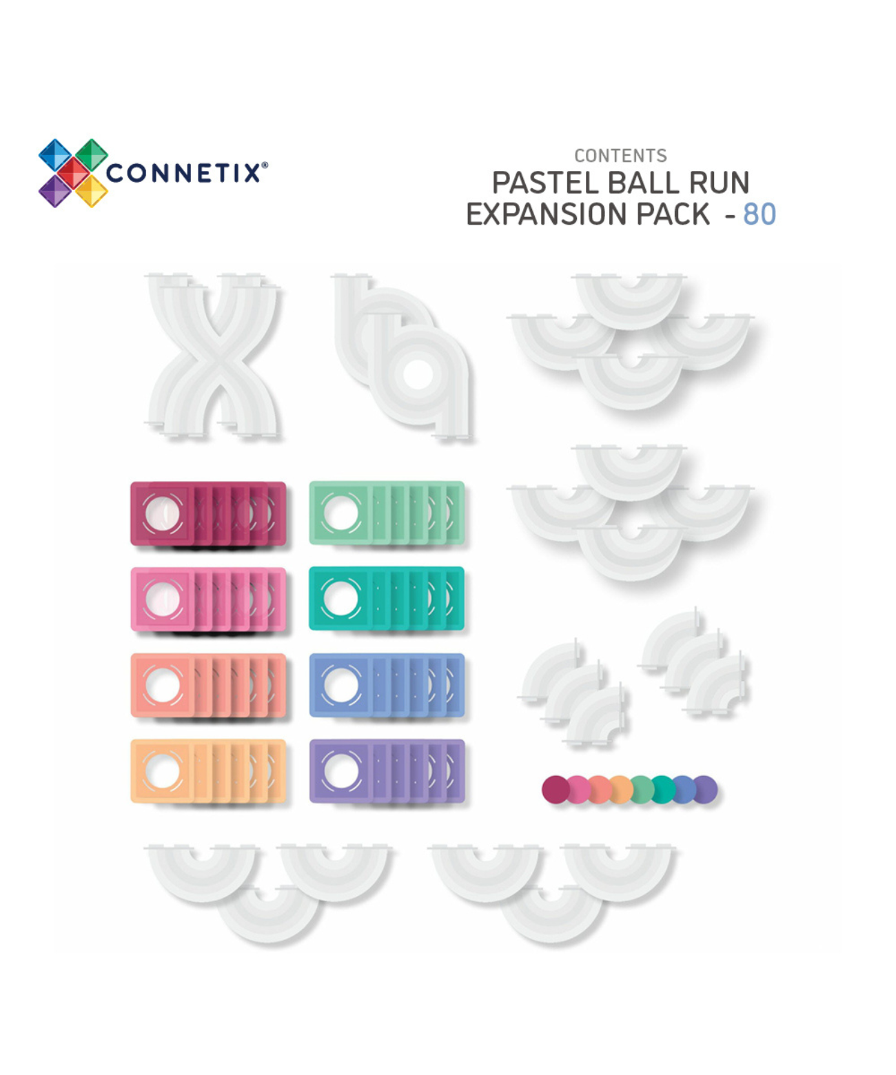 Pastel Ball Run Expansion Pack 80 Piece Set