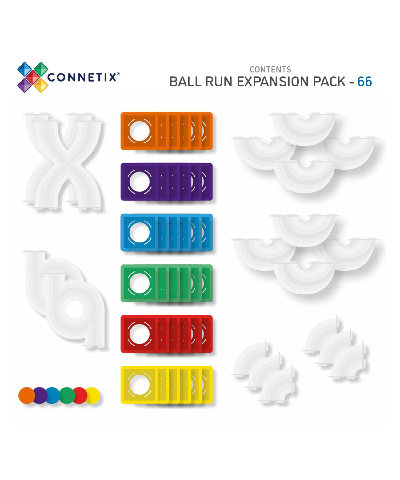 Rainbow Ball Run Expansion Pack 66 Piece Set