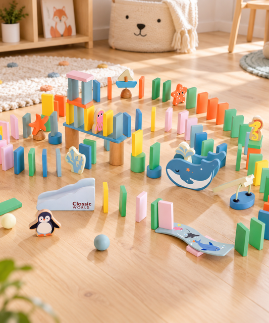 Classic World Wooden Ocean Dominoes
