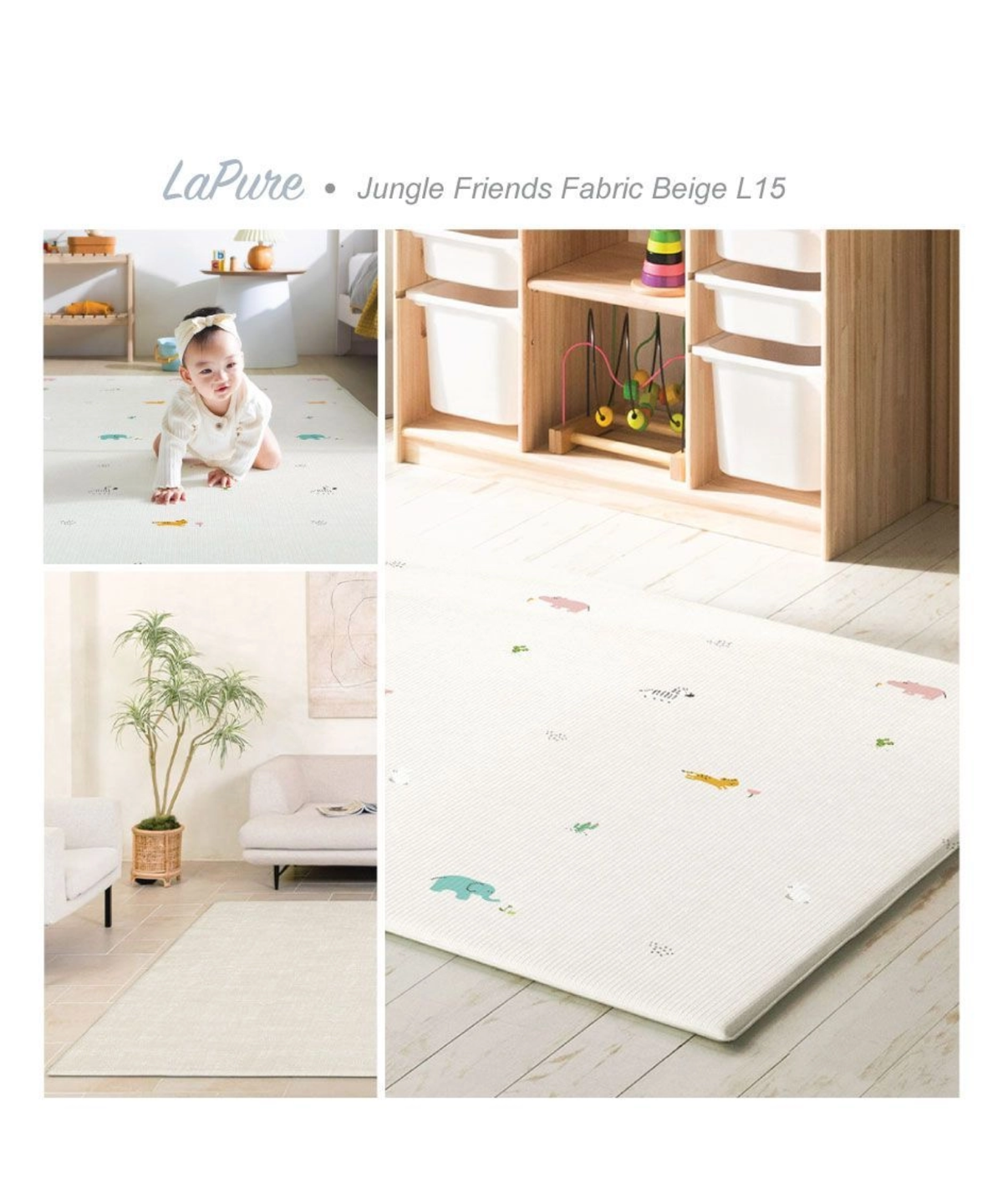 Parklon LaPure Bumper Playmat Jungle Friends Fabric Beige L15