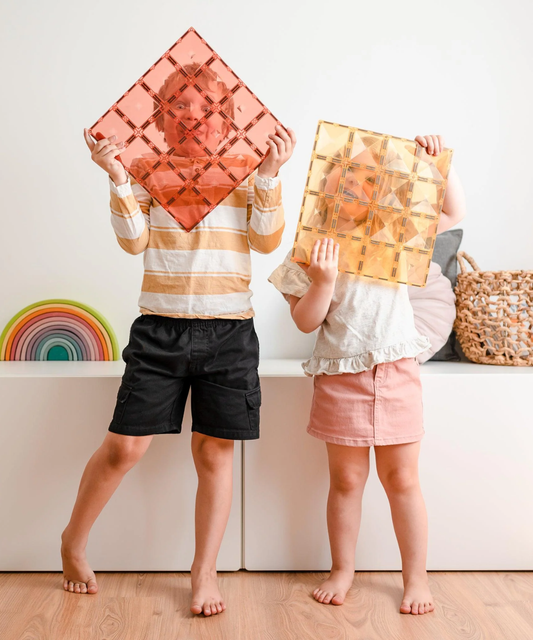 Pastel Lemon & Peach Base Plate 2 Piece Set