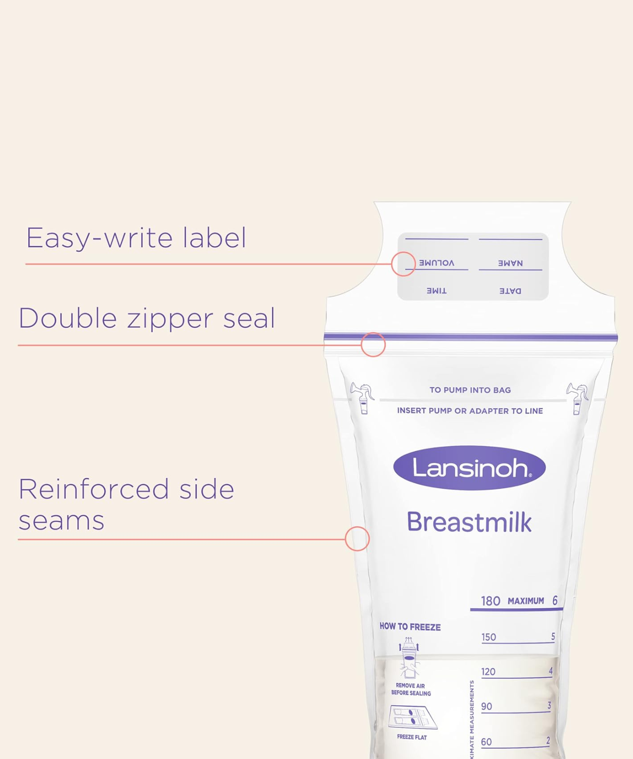 Lansinoh Breastmilk Storage Bags - 6oz/180ml (100pc)