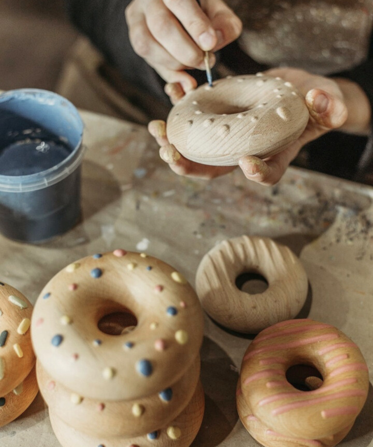 Wooden Donuts • Set of 4