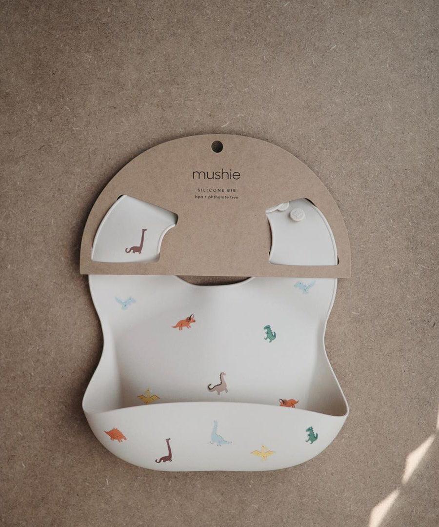 Printed Mushie Silicone Bib Singapore Dinosaurs