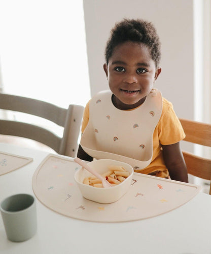 Printed Mushie Silicone Bib Singapore Rainbow