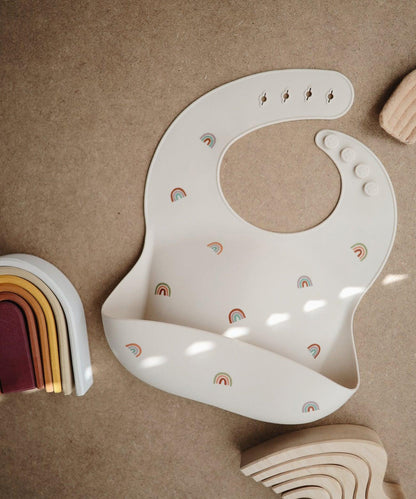Printed Mushie Silicone Bib Singapore Rainbow